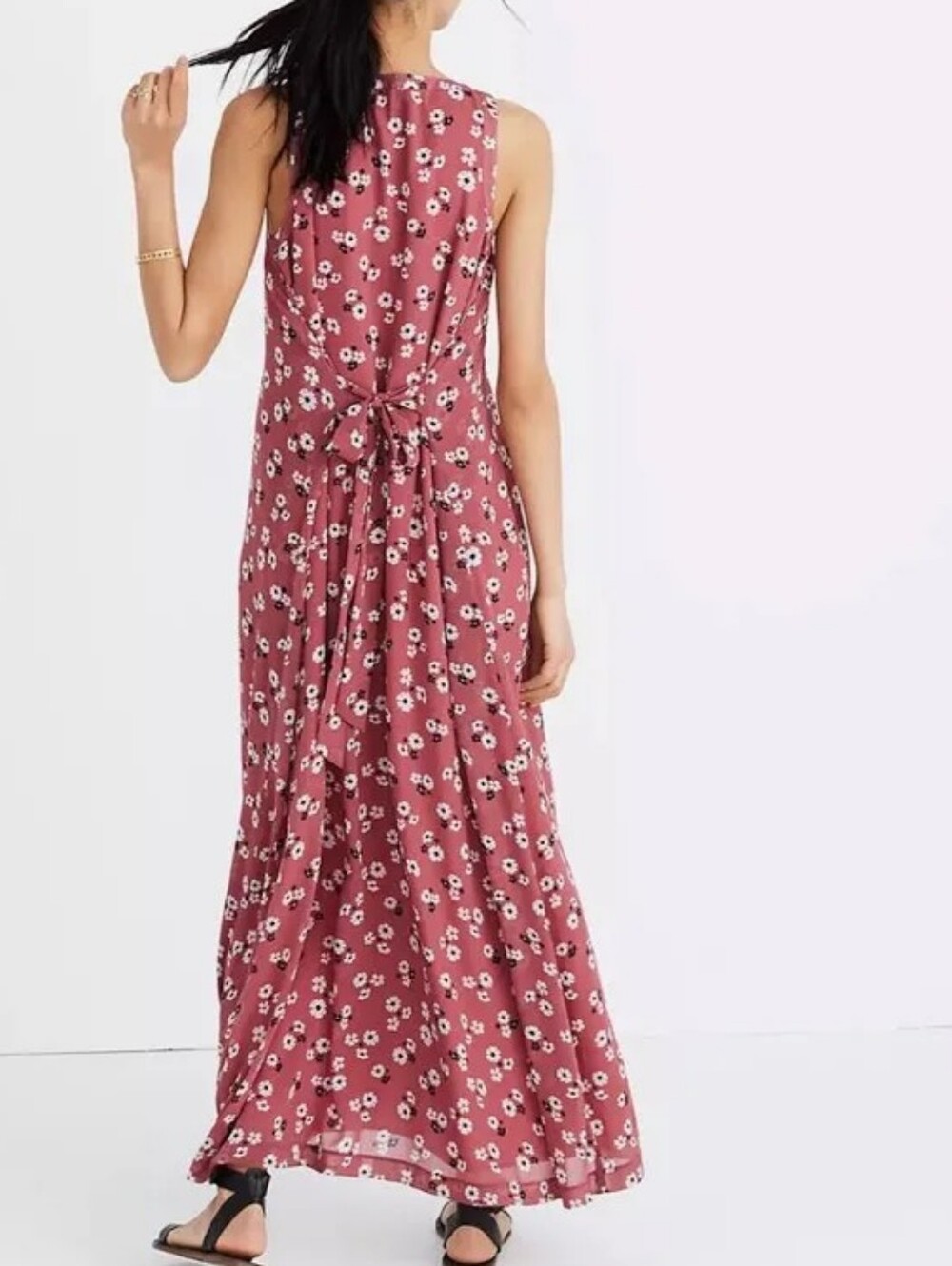 MADEWELL Floral Tie-Back Maxi Dress - Dusty Rose
